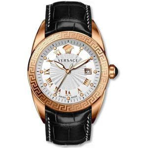 Versace, Accessoires, Heren, Bruin, ONE Size, V-Sport II Zwarte Leren Horloge