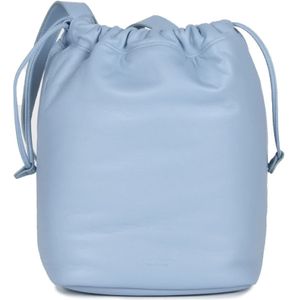 Douuod Woman, Tassen, Dames, Blauw, ONE Size, Leer, Hemelsblauwe Bucket Bag met Verstelbaar Koord