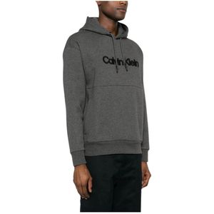 Calvin Klein, Sweatshirts & Hoodies, Heren, Grijs, S, Katoen, Donkergrijze Hoodie