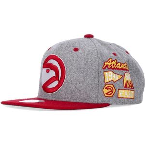 Mitchell & Ness, Accessoires, Heren, Grijs, ONE Size, Wol, Atlanta Hawks Snapback Pet Grijs