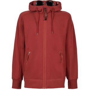 C.p. Company, Sweatshirts & Hoodies, Heren, Rood, S, Katoen, Groene Zip Through Goggle Hoody