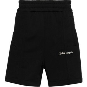 Palm Angels, Korte broeken, Heren, Zwart, S, Zwarte sportieve shorts met geborduurd logo