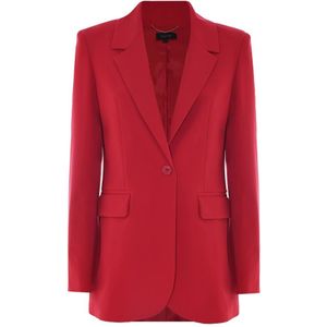 Kocca, Jassen, Dames, Rood, M, Elegant Single-Breasted Jacket, Viscose Blend