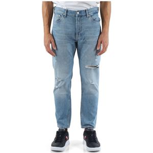 Calvin Klein Jeans, Jeans, Heren, Blauw, W33, Katoen, Dad Fit Cropped Jeans Vijf Zakken