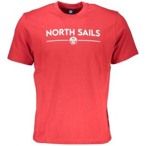 North Sails, Tops, Heren, Rood, L, Katoen, Rode Katoenen Print Logo T-Shirt