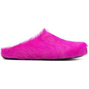 Marni, Schoenen, Heren, Roze, 44 EU, Roze platte schoenen met Fur Fussbett Sabot