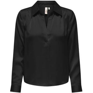 Only, Blouses & Shirts, Dames, Zwart, S, V-Hals Kraag Top in Zwart