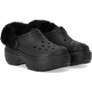 Crocs, Schoenen, Dames, Zwart, 36 EU, Zwarte gevoerde Stomp klomp met bont