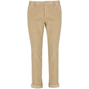 Dondup, Broeken, Heren, Beige, W30, Katoen, Ribfluwelen Katoenen Broek met Zakken