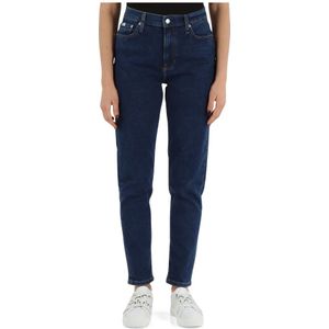 Calvin Klein Jeans, Jeans, Dames, Blauw, W24, Katoen, Hoge taille Mom Fit Jeans