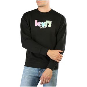 Levi's, Sweatshirts & Hoodies, Heren, Zwart, M, Katoen, Heren Sweatshirt, effen kleur, lange mouwen