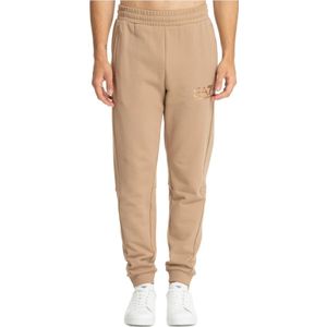 Emporio Armani Ea7, Broeken, Heren, Beige, M, Katoen, Elastische Taille Joggers met Logo