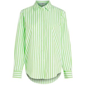 Tommy Hilfiger, Blouses & Shirts, Dames, Groen, S, Katoen, Gestreept casual katoenen poplin overhemd
