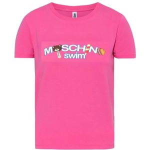 Moschino, Tops, Dames, Roze, S, Fuchsia Multicolor T-shirt Damesmode