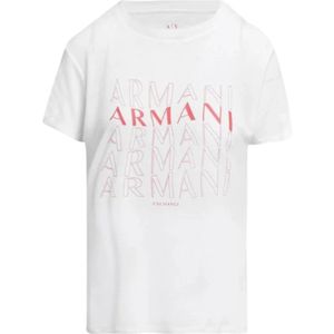 Armani Exchange, Tops, Dames, Wit, XL, Basis T-shirt Casual Stijl