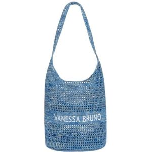 Vanessa Bruno, Tassen, Dames, Blauw, ONE Size, Gehaakte Strandtas Blauw