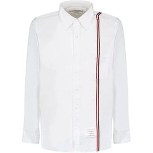 Thom Browne, Overhemden, Heren, Wit, M, Katoen, Witte Oxford Overhemd met Driekleurig Detail