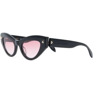 Alexander McQueen, Accessoires, Dames, Zwart, ONE Size, Zwarte Cat-Eye Zonnebril voor Vrouwen