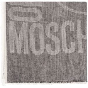 Moschino, Sjaal met logo Grijs, Dames, Maat:ONE Size