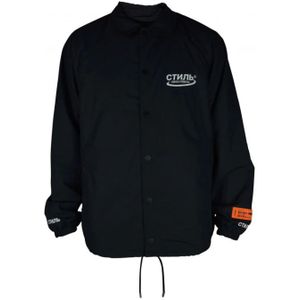 Heron Preston, Zwarte Logo Jas met Capuchon Zwart, Heren, Maat:S