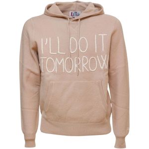 MC2 Saint Barth, Sweatshirts & Hoodies, Heren, Beige, L, Wol, Ronde hals trui met I LL DO IT Tomorrow borduursel