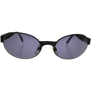 Chanel Vintage, Pre-owned, Dames, Zwart, ONE Size, Tweed, Pre-owned Plastic sunglasses