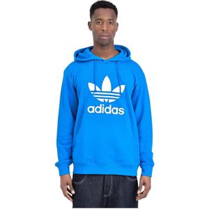 Adidas Originals, Sweatshirts & Hoodies, Heren, Blauw, S, Katoen, Blauwe Logo Print Hoody Lente Collectie