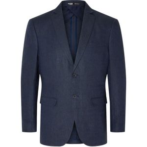 Selected Homme, Jassen, Heren, Blauw, M, Linnen, Blauw Linnen Blazer Set voor Mannen