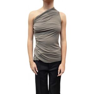 Rick Owens, Off-Shoulder Dust Athena Tee Grijs, Dames, Maat:M