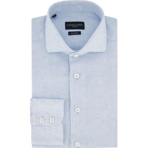 Cavallaro, Overhemden, Heren, Blauw, XL, Leer, Zakelijk Overhemd Lichtblauw Slim Fit