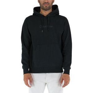 Calvin Klein, Sweatshirts & Hoodies, Heren, Zwart, M, Katoen, Moderne Hoodie met Voorlogo