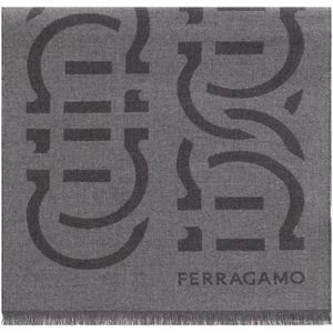 Salvatore Ferragamo, Accessoires, Heren, Grijs, ONE Size, Wol, Sjaal met logo