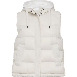 Brunello Cucinelli, Gewatteerd gewatteerd vest met capuchon Wit, Dames, Maat:XS