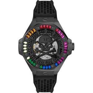 Philipp Plein, Automatisch Herenhorloge Skeleton Rainbow Zwart, Heren, Maat:ONE Size