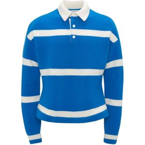 JW Anderson, Gestreepte Polo met Lange Mouwen Blauw, Heren, Maat:M