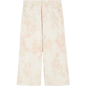 Max Mara Weekend, Broeken, Dames, Beige, S, Katoen, Rodano Bloemen Cropped Jeans