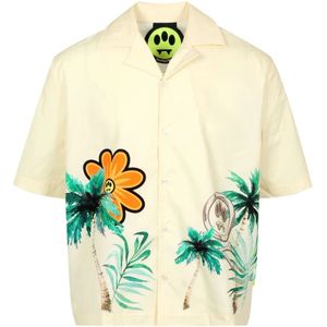 Barrow, Overhemden, Heren, Beige, S, Katoen, Katoenen shirt met palmboomprint