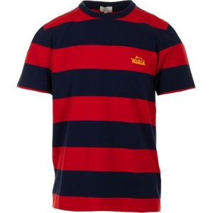 Woolrich, Tops, Heren, Rood, XL, Rode Gestreepte T-shirt en Polo