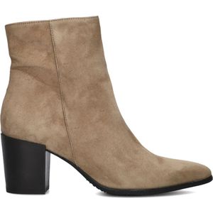 Lina Locchi, Schoenen, Dames, Beige, 37 EU, Leer, Taupe Leren Enkellaarsjes