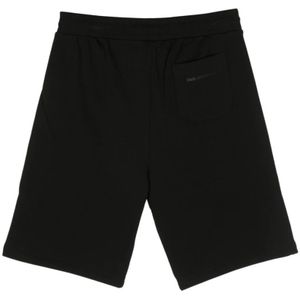 Karl Lagerfeld, Korte broeken, Heren, Zwart, S, Katoen, Zwarte Katoenen Shorts Geborduurd Logo