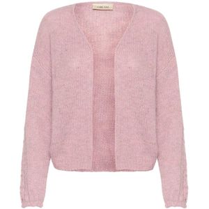 Cream, Truien, Dames, Roze, S, Roze Gebreid Vest met Open Voorkant