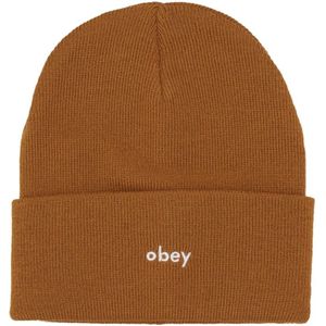 Obey, Karma Beanie - Rubber Brown Bruin, Heren, Maat:ONE Size