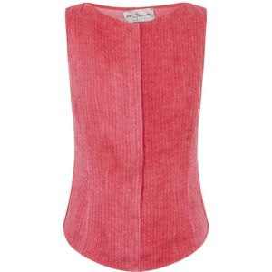 Cortana, Vergrootglas, linnen vest in roze gestreept maltinto Roze, Dames, Maat:M