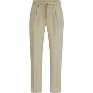 Hugo Boss, Boss pantalon slim fit linnen Beige, Heren, Maat:XL