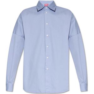 Diesel, Overhemden, Heren, Blauw, S, Katoen, ‘S-Limo-Logo’ shirt