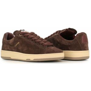 Lanvin, Schoenen, Heren, Bruin, 44 EU, Suède, Suède Ronde Neus Sneakers Bruin Bordeaux