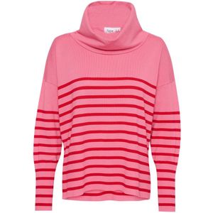 Saint Tropez, Truien, Dames, Roze, XL, Gestreepte Cowlneck Pullover Trui Chateau Rose