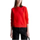 Calvin Klein, Sweatshirts & Hoodies, Dames, Rood, L, Minimalistische Badge Crewneck Sweatshirt