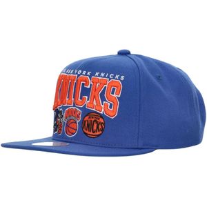 Mitchell & Ness, Accessoires, Heren, Blauw, ONE Size, Polyester, NBA Champ Stack Platte Klep Pet