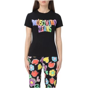 Moschino, Tops, Dames, Zwart, M, Basis Ronde Hals T-shirt